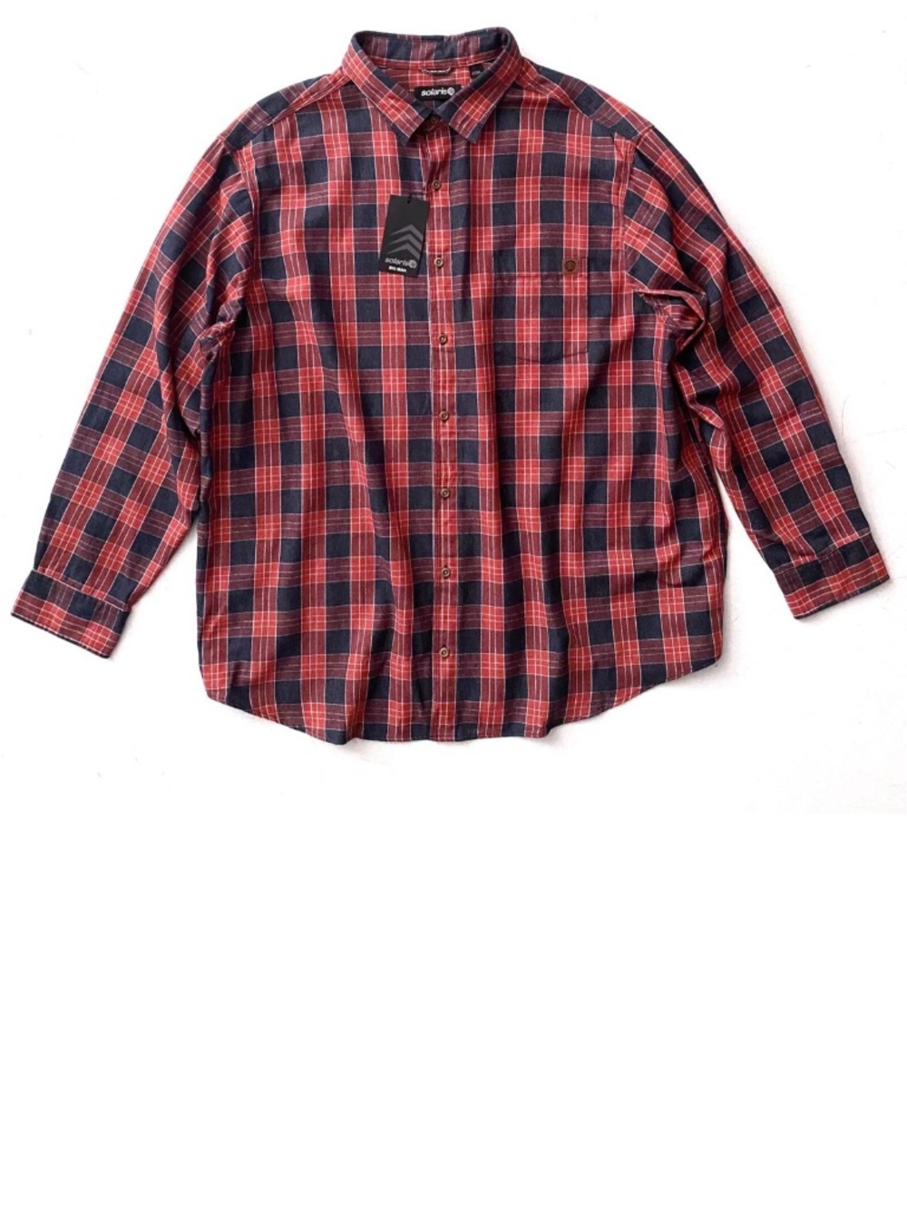 Solaris Shirt Orange Check Long Sleeve Button Up Cotton 2XB